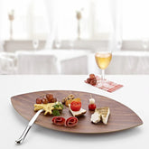 صينية شكل الورقة متوسطة بشكل خشبي - بني